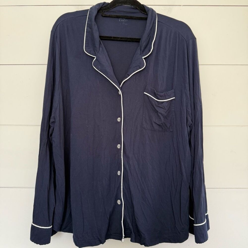 Cozy Earth Women’s XL Navy Blue Button Down Pajama Top